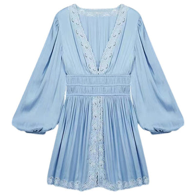 Pastel Blue Long Sleeve Embroidery Neckline The Glory Kdrama Im Ji Yeon