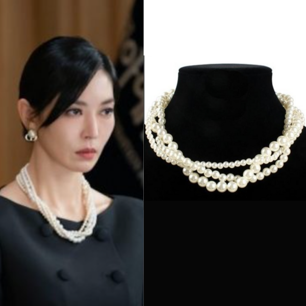 Stacked Elegant Pearl Necklace from Penthouse Kim So-yeon