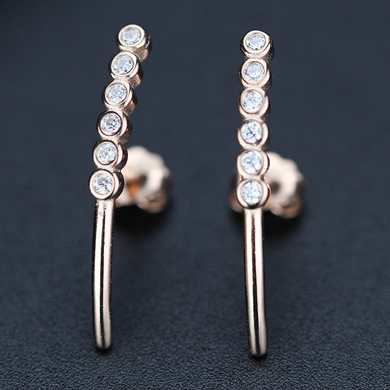 Crash Landing on You Earrings | 925 Sterling Silver | Diamond Bar Design