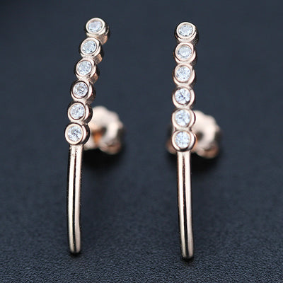 Crash Landing on You Earrings | 925 Sterling Silver | Diamond Bar Design