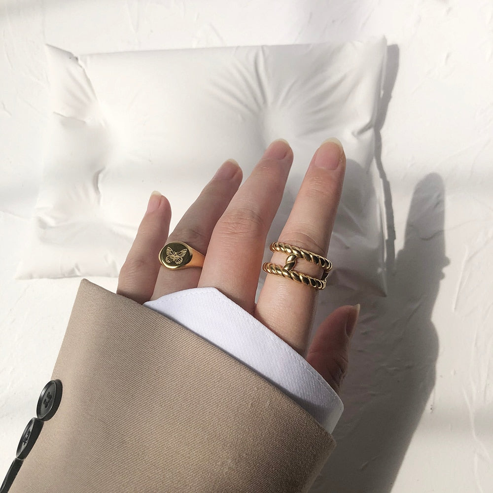 Nevertheless Inspired Butterfly Signet Ring 18K Gold