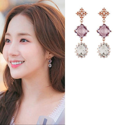 Kdrama Earrings Purple Gem Drop inspired by Her Private Life