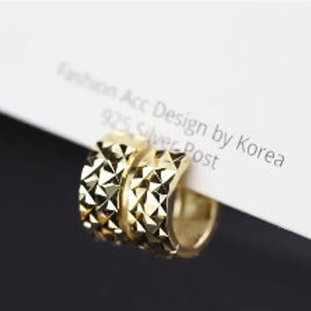 Crash Landing on You Earrings | 925 Sterling Silver | Gold Color Emboss Design