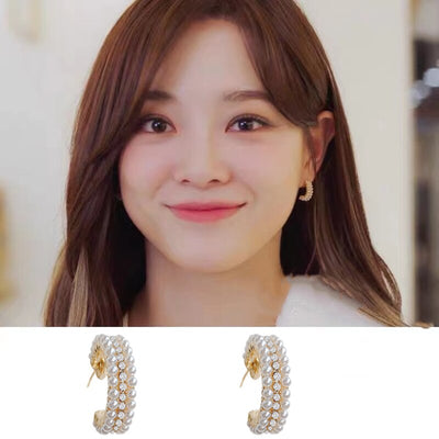 Se Jeong Business Proposal Pearl Embellished Cuff Earrings