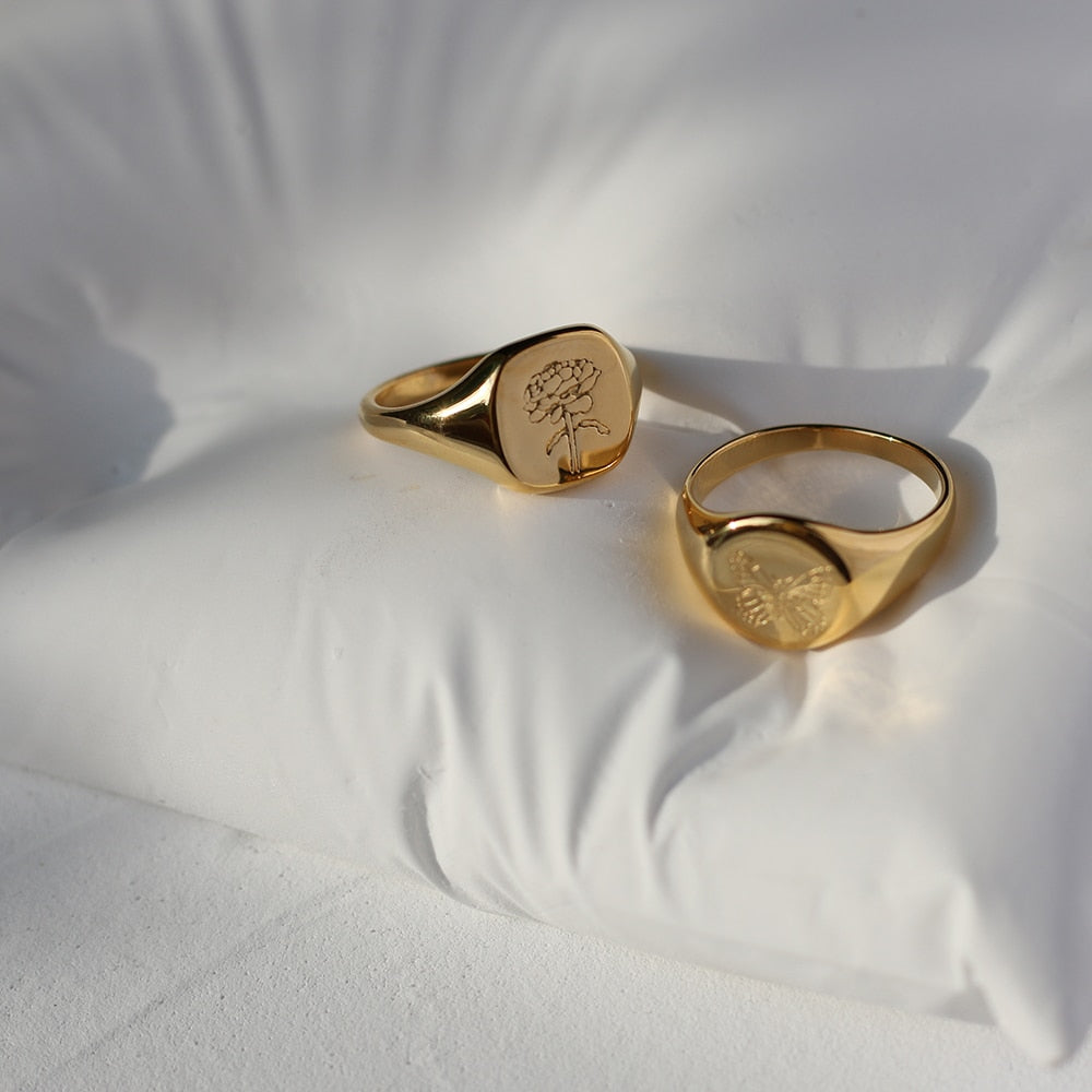 Nevertheless Inspired Butterfly Signet Ring 18K Gold