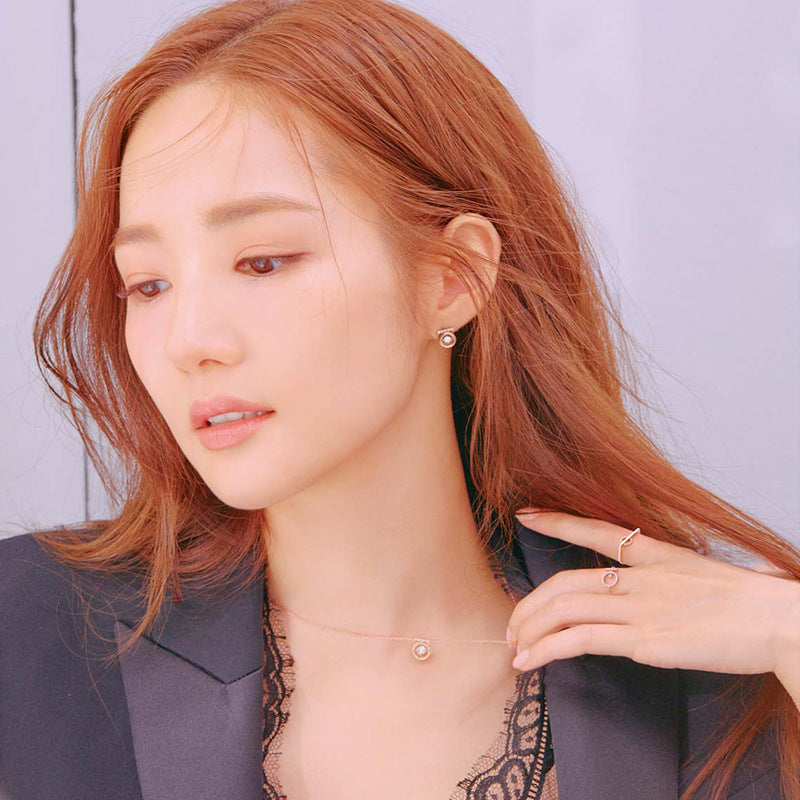 Sterling Silver Circle Pendant Necklace from Kdrama What's wrong with secretary kim, seen on Park Min-Young