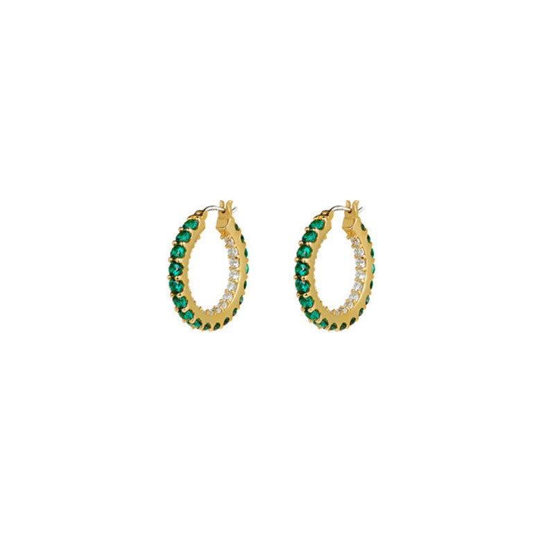 Kdrama Inspired Emerald & Gold Hoop Earrings Search WWW as seen on Lee Da-Hee