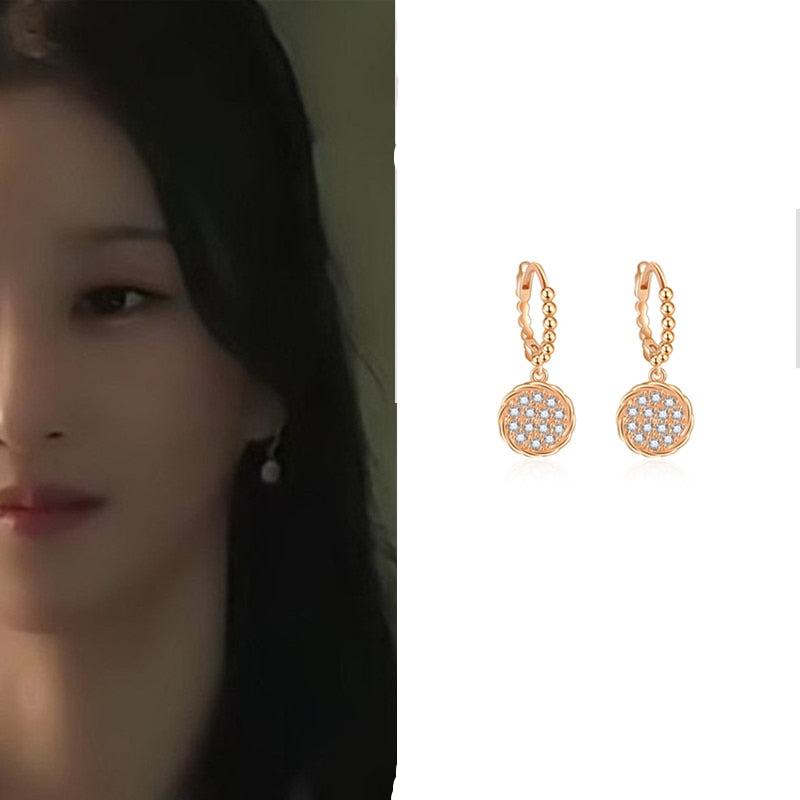 Little Women Kdrama Oh In Ju Round Plated Dangle Earrings | Kim Go Eun