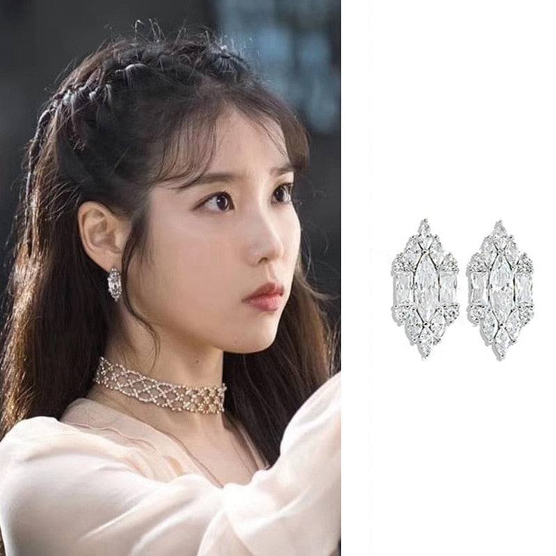 IU Crystal Geometric Earrings | Hotel Del Luna