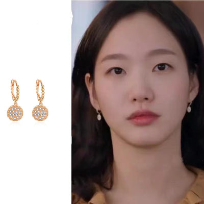 Little Women Kdrama Oh In Ju Round Plated Dangle Earrings | Kim Go Eun
