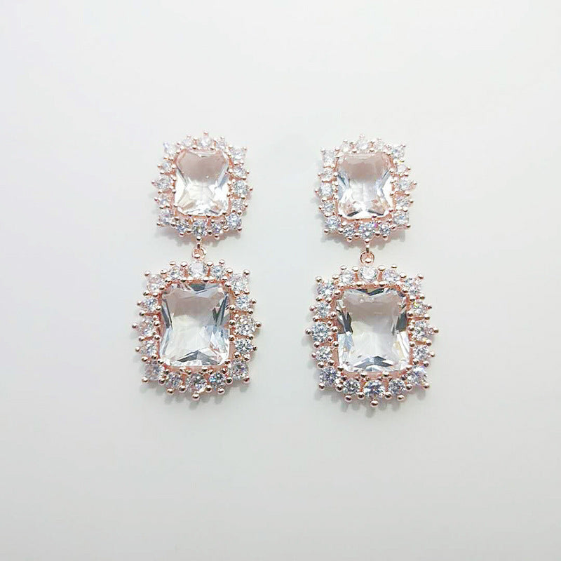 Kdrama Earrings inspired by Her Private Life as seen on Rachel Park Min-Young | Clear Square Gem Drop Earrings